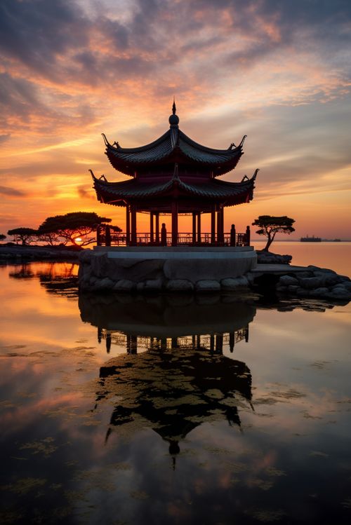 杭州西湖集賢亭旅游景點風景攝影圖 攝影